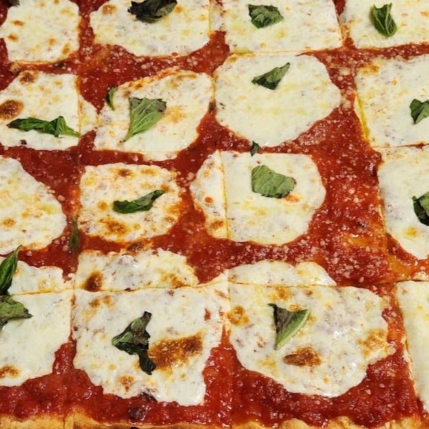Traditional Grandma Pizza.
