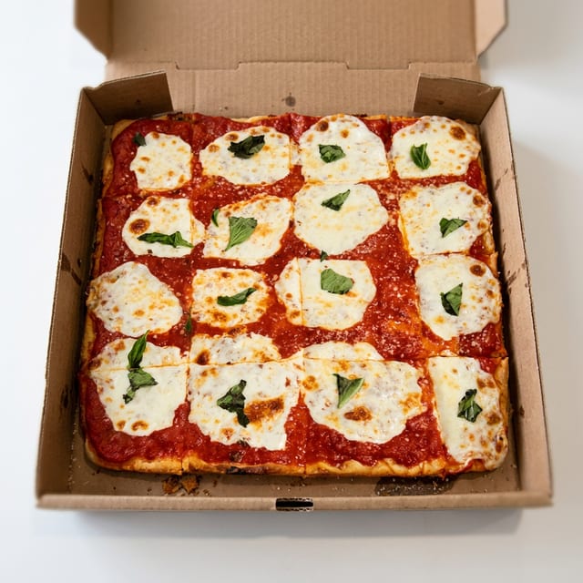 Traditional Grandma Pizza.